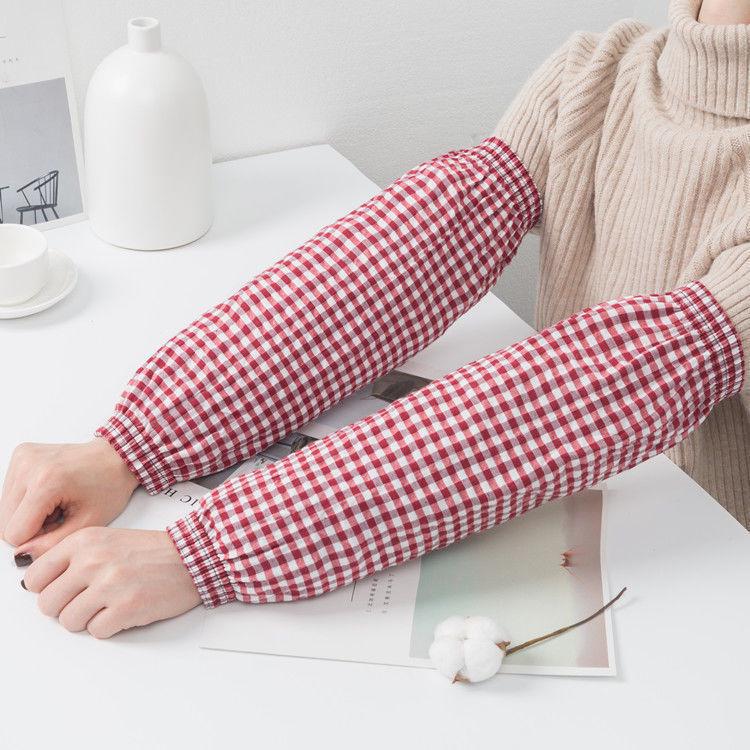 Strapazierfähige Baumwoll-Karo-Armstulpen für Herbst/Winter - Schmutzabweisend, Elastisch, Lockerer Sitz für Zuhause und Arbeitsschutz