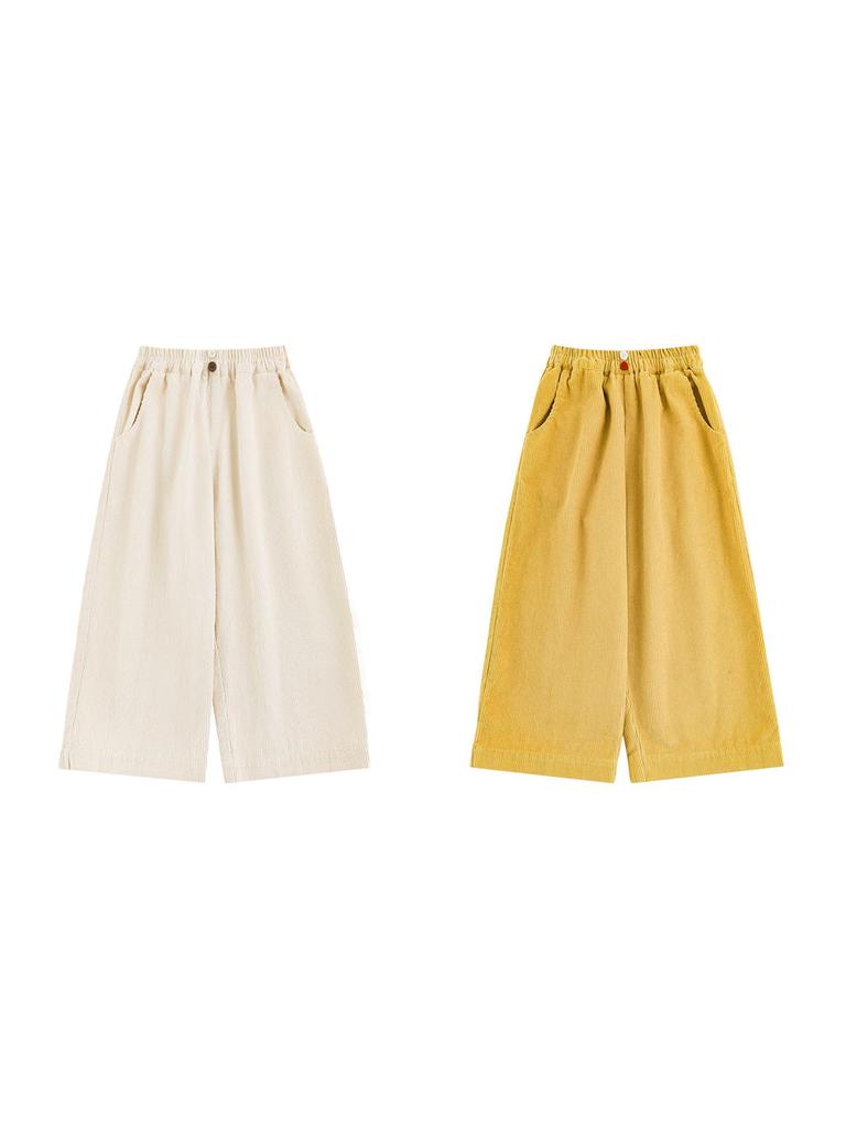 Libu Girl's Retro Corduroy Pants - Soft, Skin-Friendly, Windproof, Warm, Loose-Fit Straight-Leg for Autumn