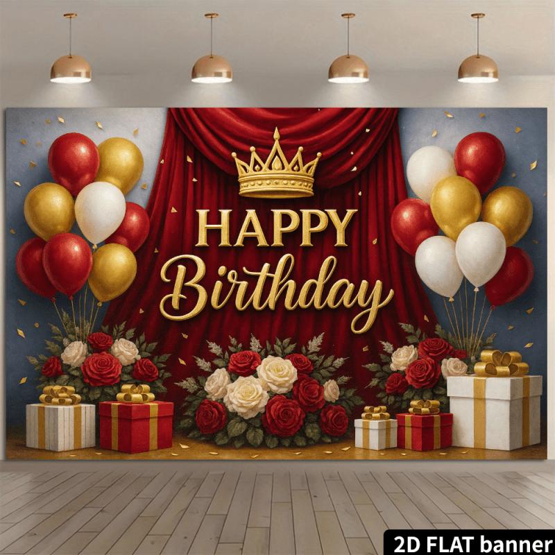 1Pcs Red Golden Luxury Crown Birthday Decoration Background Backdrop For Photo Studio Photo Booth Party