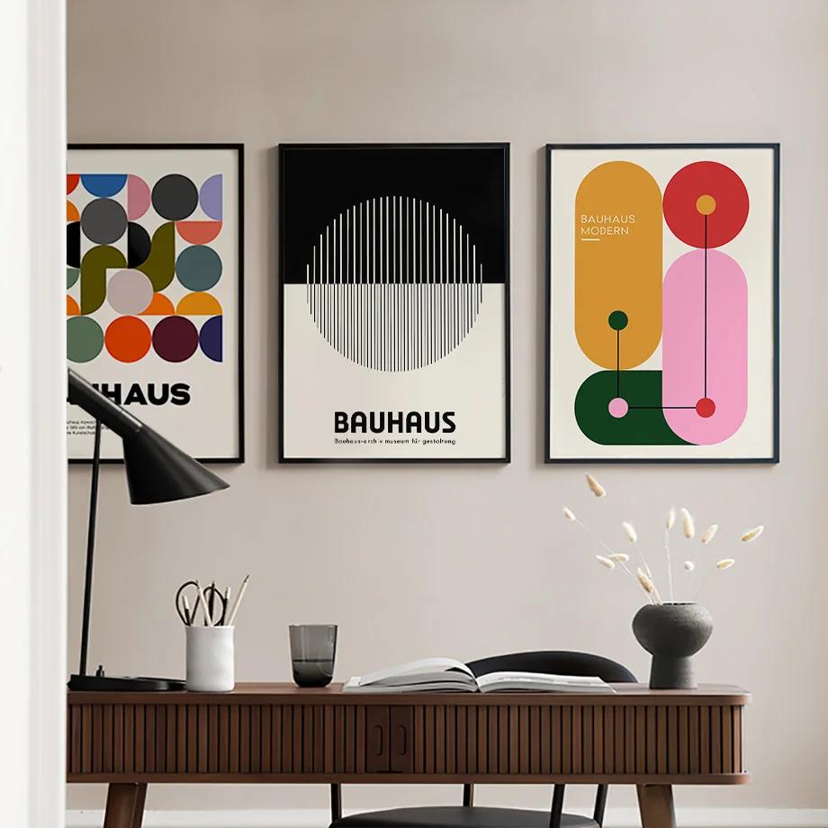Colorful Bauhaus Exhibition  AbstractPoster Geometry Modern Gallery Wall Art Prints Canvas Painting Pictures Interior Home Decor