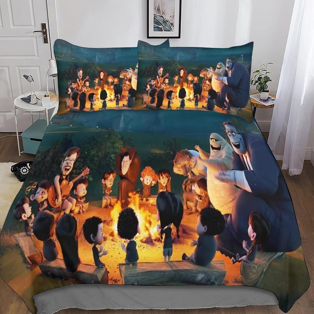 Copriletti Set Biancheria da Letto Hotel Transylvania, Ragazza Cartone Animato Mavis Copriletto Moderno Stampato Set 2/3 Pezzi 1 Copriletto, Regali di Compleanno