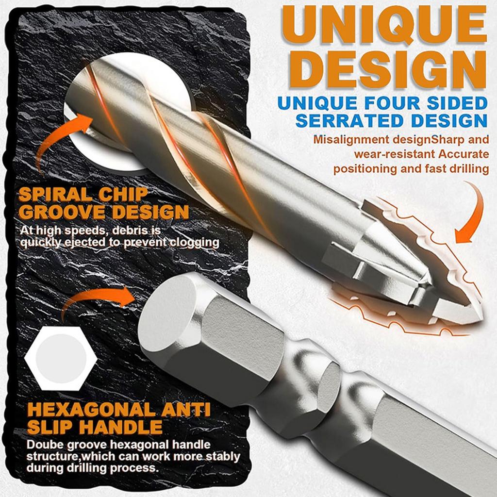 4/5/6/8/10/12mm Four Edge Saw Tooth Eccentric Drill Bit Serrated Eccentric Drill Bit Multifunction High Hardness