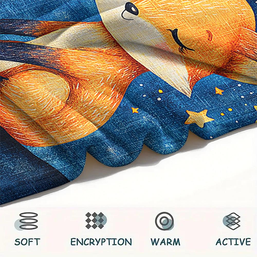 Fox Print Flannel Blanket, High quality Comfortable for All Seasons, Home Decor, Warmth and Comfort, Perfect for Christmas Gifts