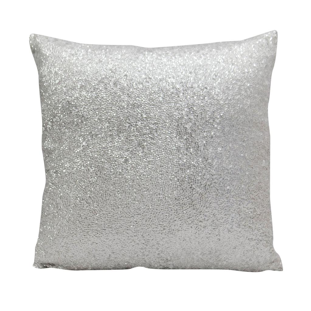 Yuga Metallic Silver Sequin Throw Cushion Cover Glitter Pillow Wedding Decor Lounge 12 X 12