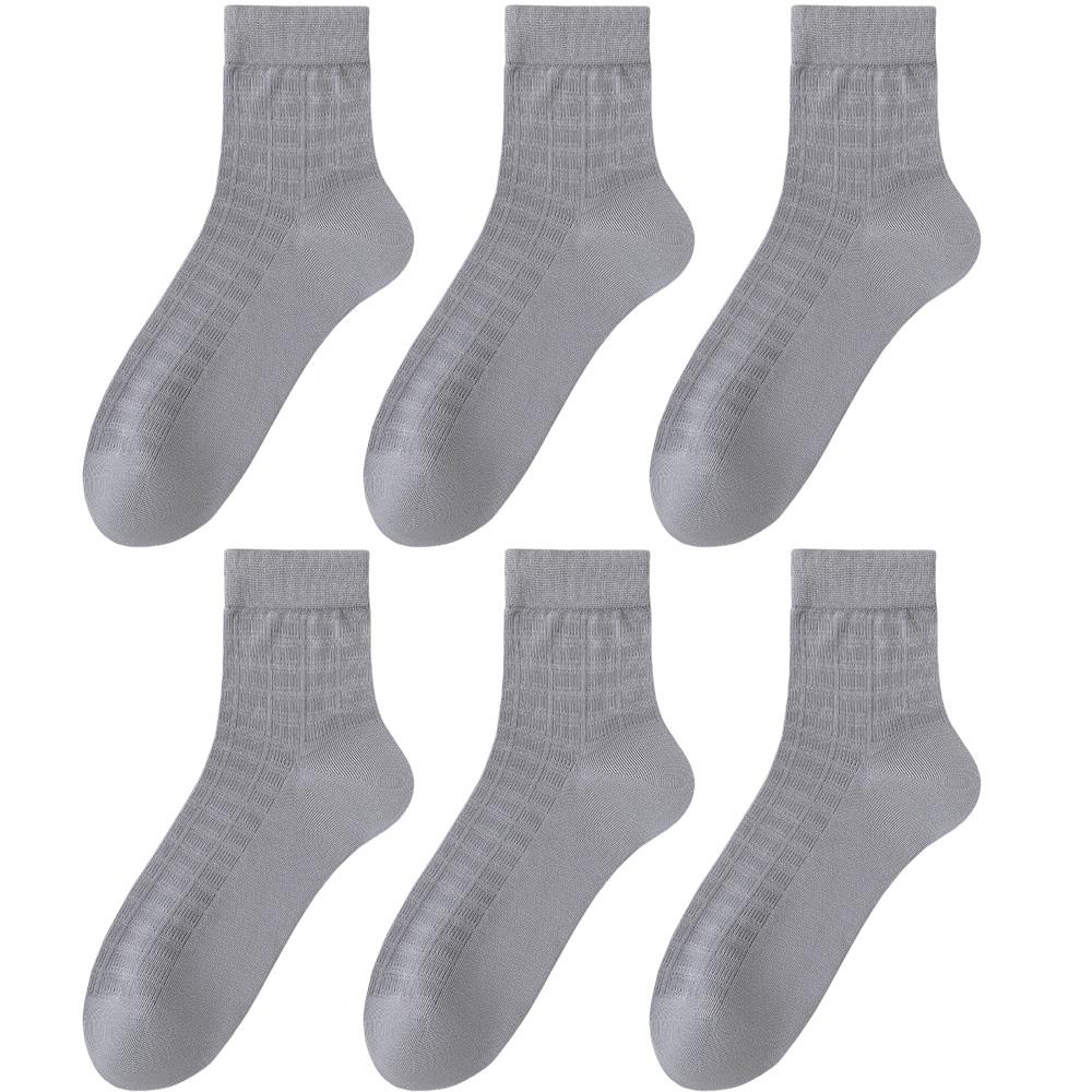 6 Pairs Men Summer Bamboo Fiber Socks Mesh Breathable Business Dress Fashion Solid Color Black White Anti Odor Moisture Wicking