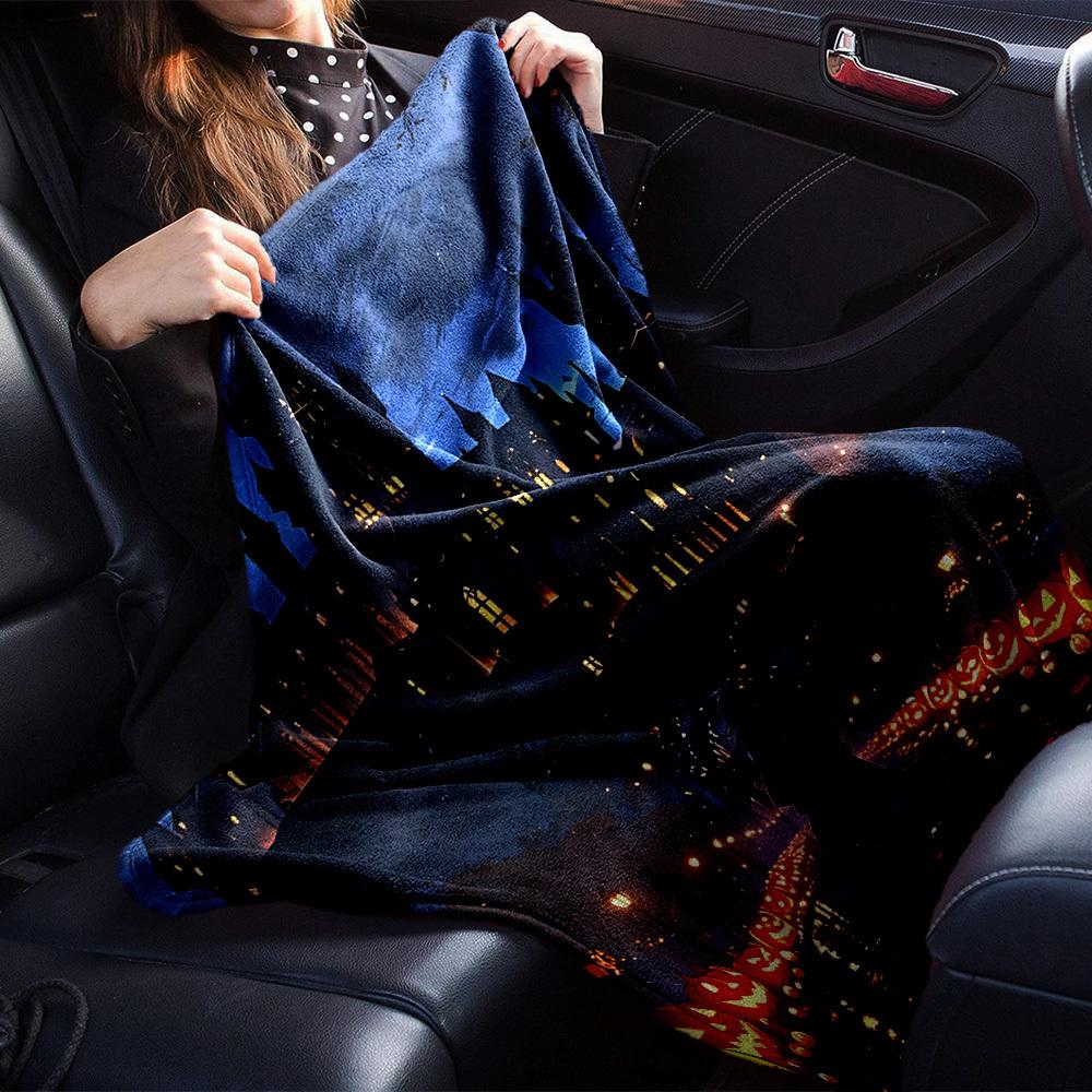 1pc Castle Halloween Flannel Blanket Soft Warm Throw for Home, Office, Travel, All-Season Cozy Bedding GiftL1111