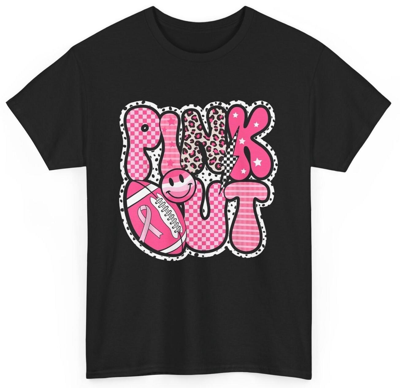 Pink Out Football Team Breast Cancer Awareness Month T-shirt M