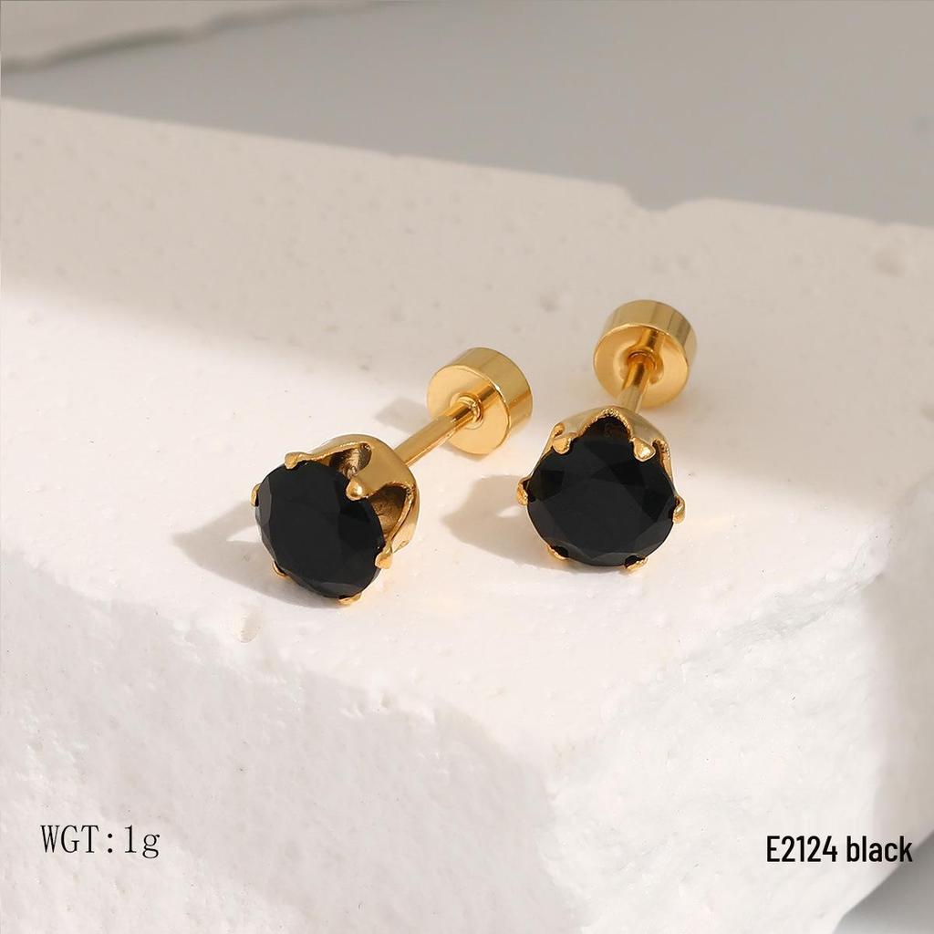 Luxury Titanium Steel Stud Earrings - 18K Gold, Colorfast, High-End European & American Design for Women