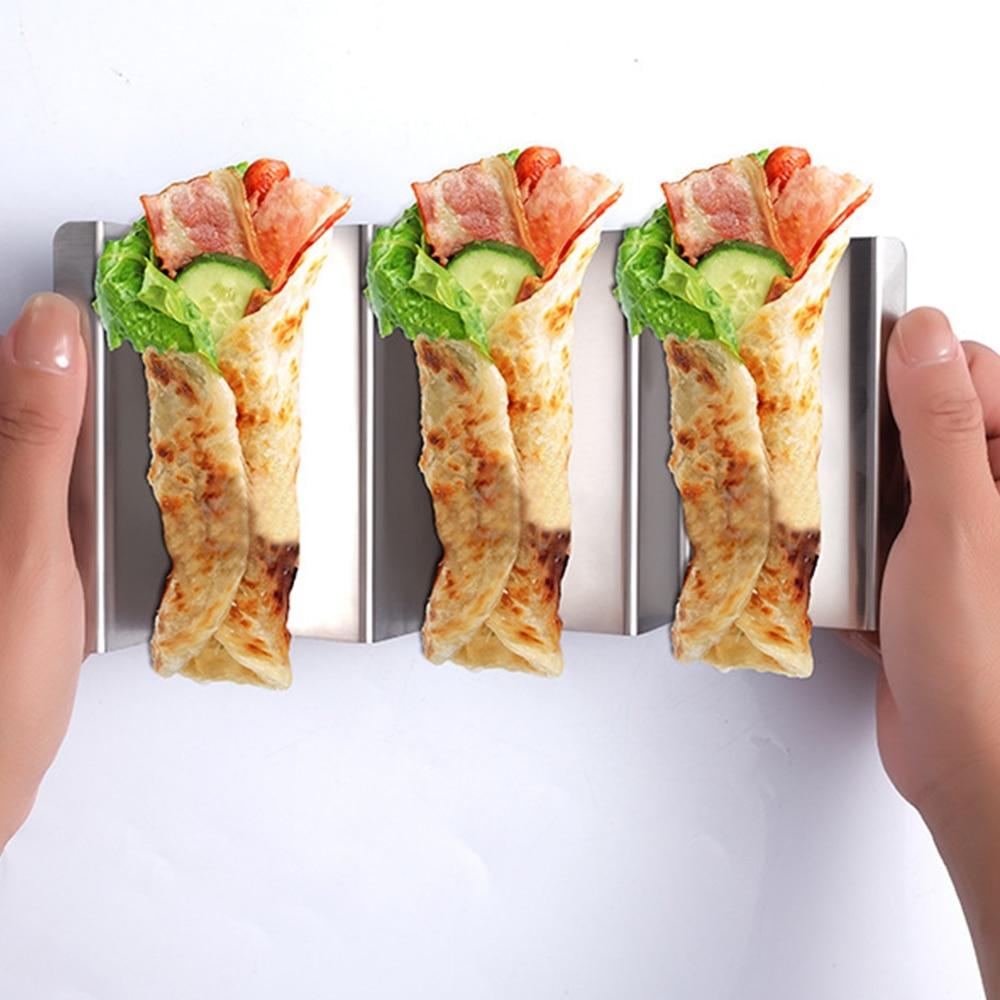 Taco Holder Stainless Steel Burritos Tray with Handles, Each Holding 2 Or 3 Tacos Can Be Used for Baking, Dishwasher And Grilling