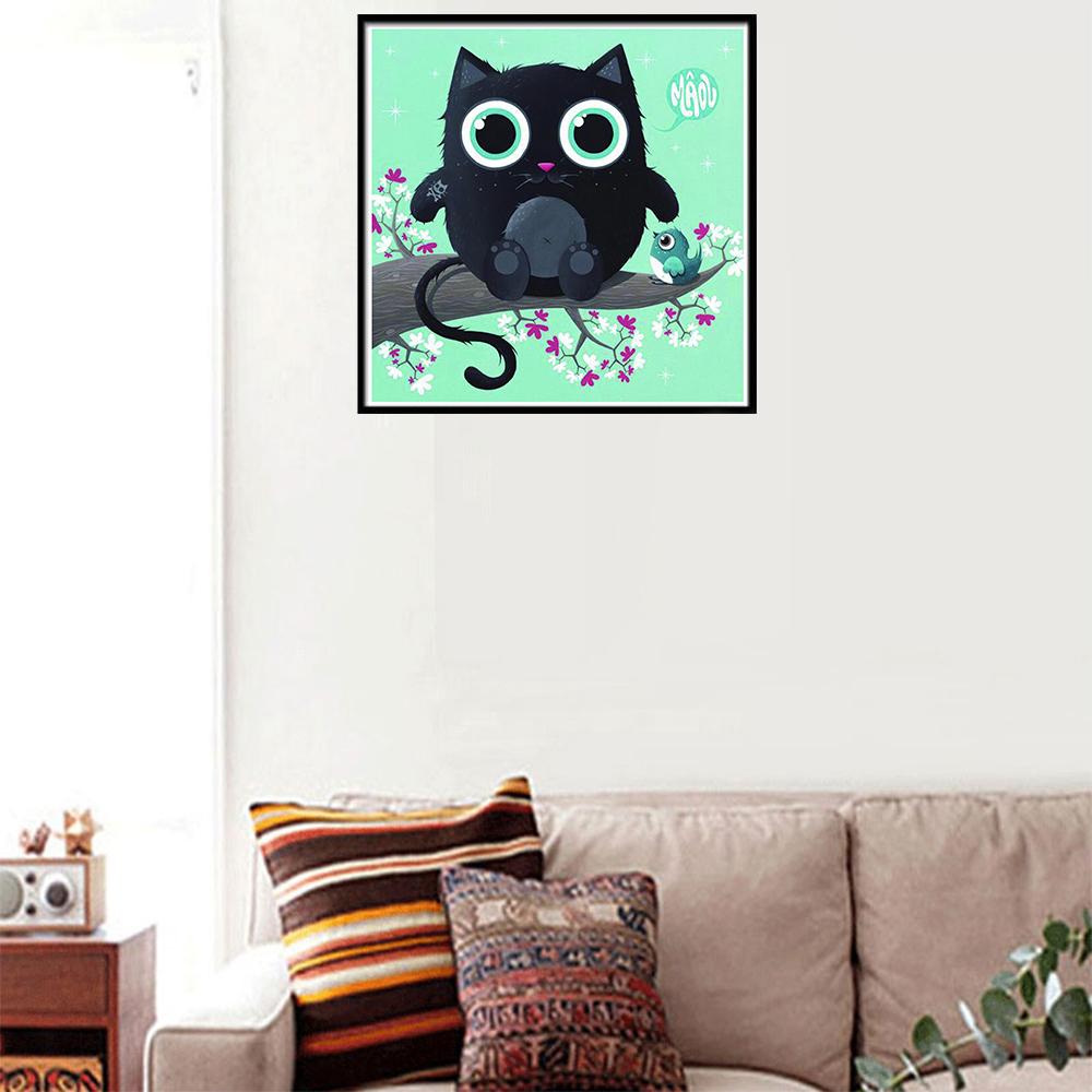 Pictura cu diamante 5D Diy Broderie cu punct de cruce Kit complet Pictură cu diamante pisica Decorare perete de acasă Cadouri de sărbători lucrate manual