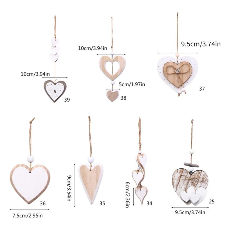 Natural Wooden Heart Shaped Adornment Bedroom Decorative Pendant Hanging Ornament for Weddings and Special Occasion