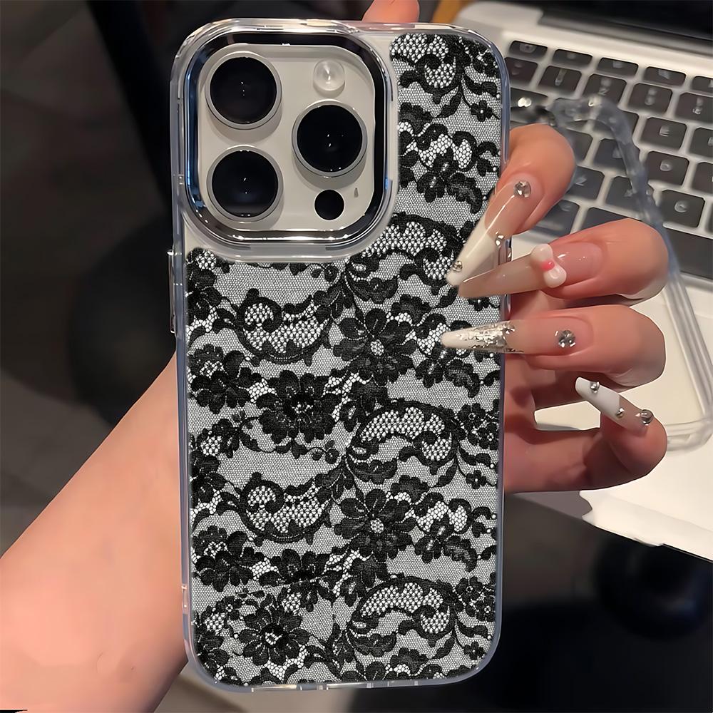 Sexy Lace Phone Case For Iphone 16 17 15 Pro Max 14 Plus 13 12 11 17Air 17E 16E Funda Phone Cover Anti-Fingerprint Coque