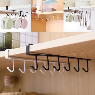 6 Haken Kaffeetasse Becherhalter Schwarz Weiß Haken Regal Multifunktions-Küchenschrank Kleinigkeiten Organizer Aufbewahrungsbügel