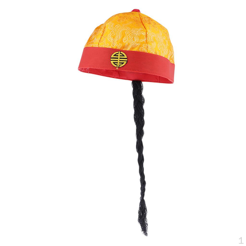 Silk Adults Chinese Oriental with Ponytail Cosplay Party Costume Hat