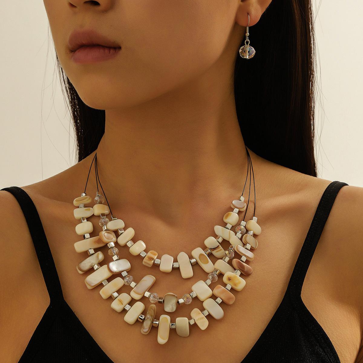 

Летний комплект украшений в стиле бохо-шик из 3 предметов — разноцветное ожерелье и серьги из бисера, идеально подходит для вечеринок и отпуска O