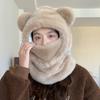Winter Cozy Bear Hat With Neck Warmer And Windproof Shield For Women