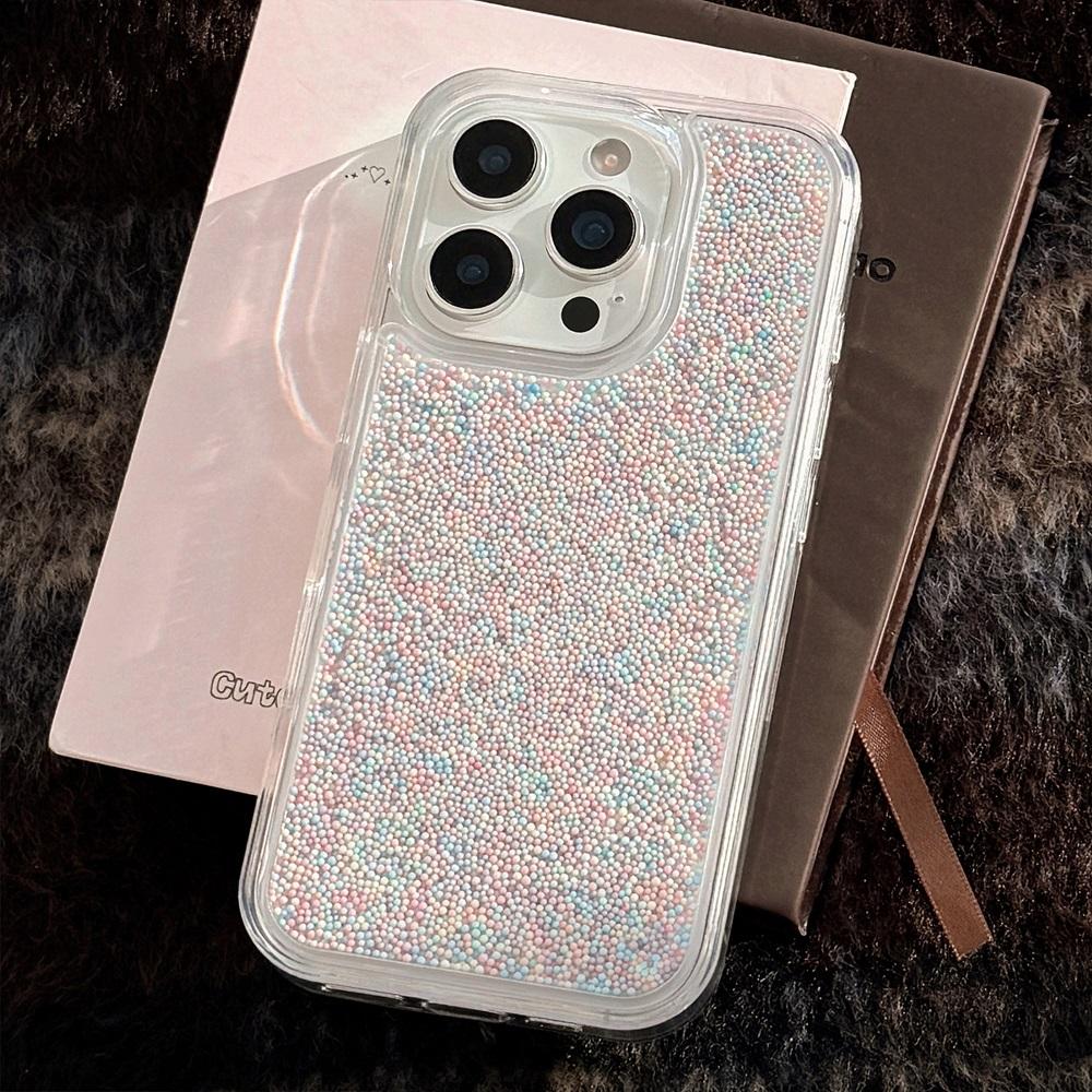 Luxury Colorful Particles Phone Case For iPhone 16 15 14  Pro Max Plus Clear Hard Acrylic Shockproof Bumper Cases  Cover