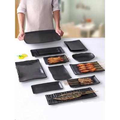 Barbecue Restaurant Special Plate Thickened Dense Amine Black Tableware El Buffet  Pot Dinner Plates Kitchen Accessories