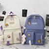New Five-Piece Backpack Korean Style Contrast Color Canvas Bag