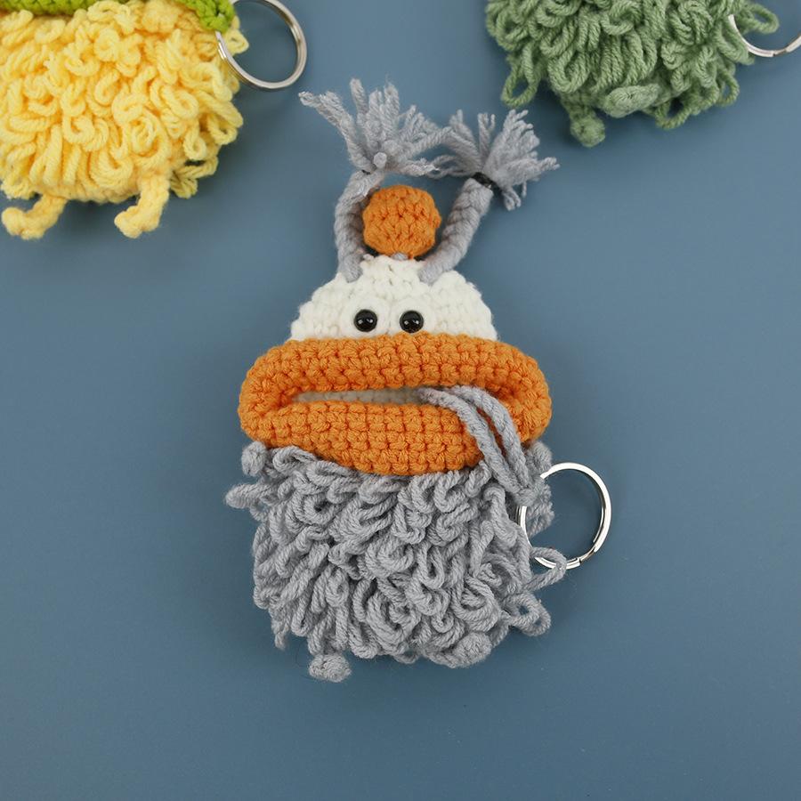 Funny Crochet Keychains Knitting Cute Sausage Mouth Doll Key Holder Knitted Storage Bag Keyrings For Car Keys Custom