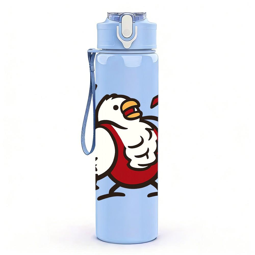 1PC Angry Cartoon Chicken Graphic 750ml Color Plastic Sports Water Bottle Leakproof Flip Straw Lid Suitable for Sports Office Home Use