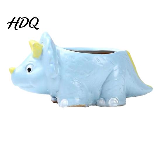 Creative Ceramic Planter for Desk Dinosaur Planter Cartoon Flower Pot with Drainage Hole Cute Small Succulents Windowsill Dino Plant Succulents,