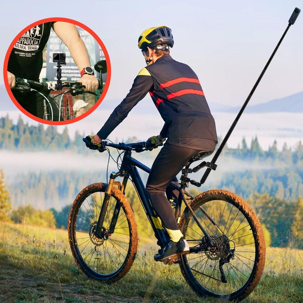 HAFOKO Motorcycle Clamp Mount Kit for Bike Handlebars and Invisible Selfie Stick for Compatible with GoPro 360 X GO and Osmo Also Compatible with