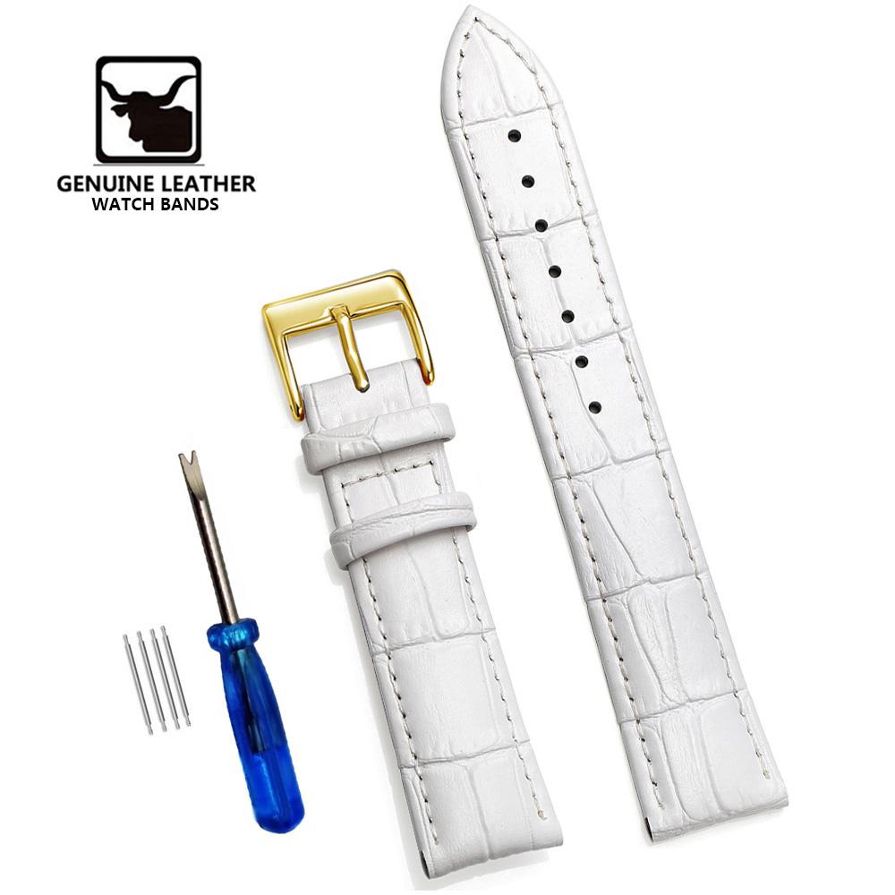 Cowhide Genuine Leather Watch Strap 12/14/16/18/20/22/24 mm Watch Pin buckle Band Soft Wrist Watchband Bracelet + Tool