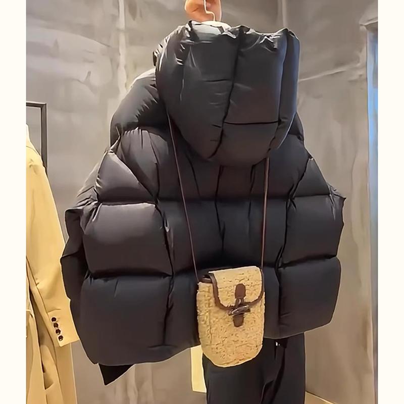 Kurze Parkas mit Kapuze Mäntel Verdicken Warme Daunen Baumwolljacke Damen Wintermode Schickes Oberteil Locker Brot Oberbekleidung Weiblich