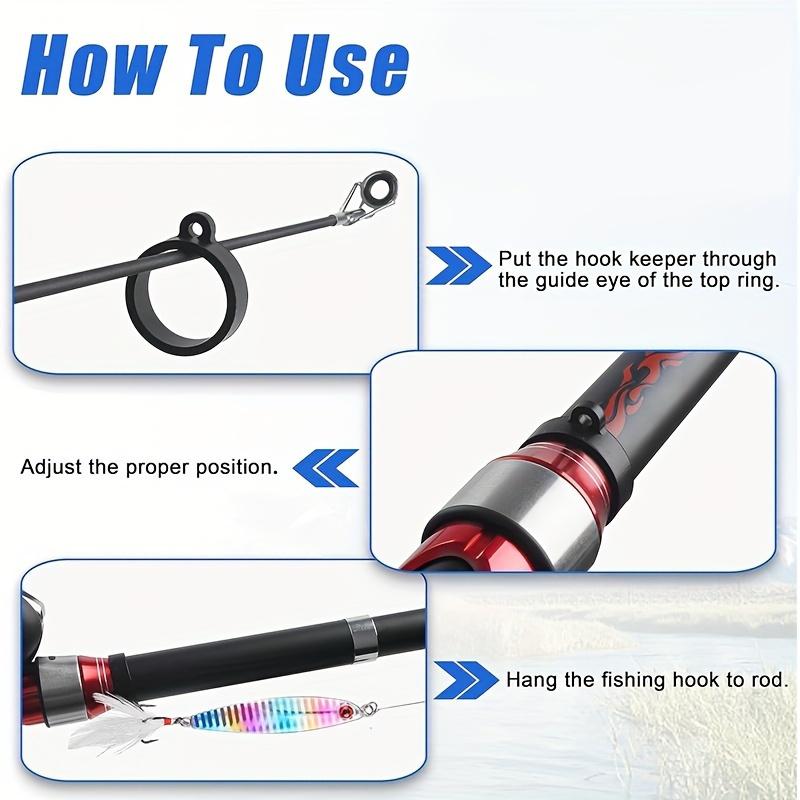 10pcs 2 Sizes Fishing Rod Hook Keeper, Fishing Lure Bait Holder, Elastic Rubber Rings For Worm And Treble Hook, Fishing Tackle