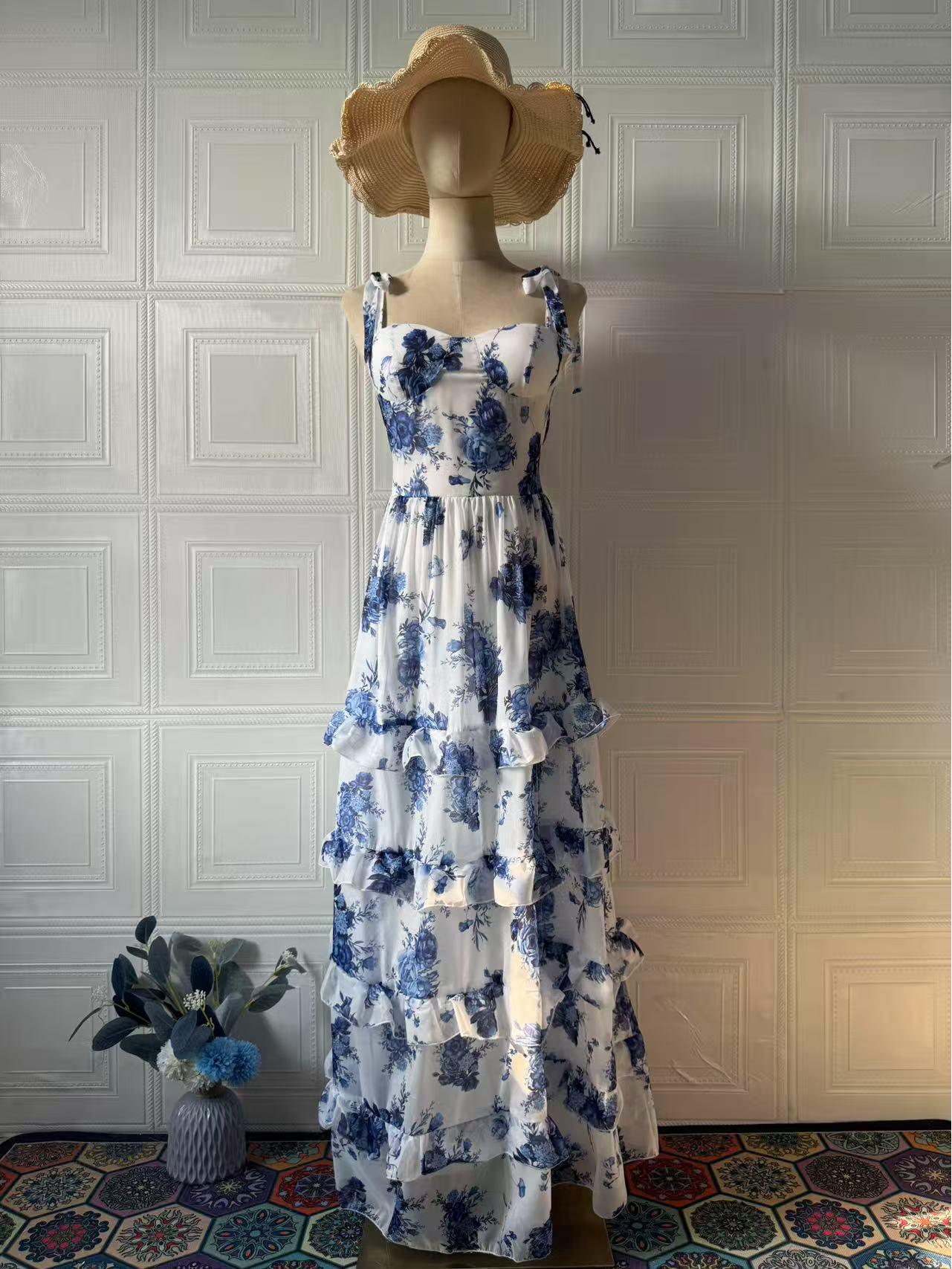 Elegant Women’s Sleeveless Waist-Cinching Long Dress - 2025 Spring Fashion for Socialites XL белый