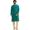 Manyavar Men's Viscose Blend Jacquard Embroidered Kurta Pyjama Set (Green,S)