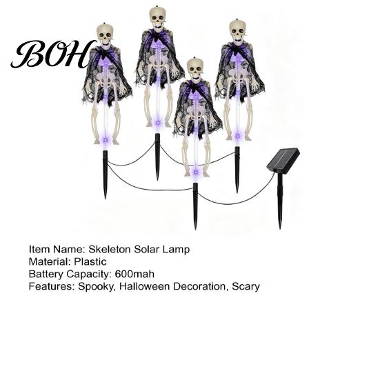 Spooky Garden Stake Lights 4 Pcs Solar Light Up Skeleton Decoration, 3D Creepy Human Halloween Outdoor Walkway Decor Pathway Light, Waterproof