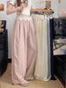 Women's 2025 Summer Lace Patchwork Ice Silk Wide-Leg High-Waist Pants