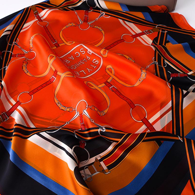 New Style of Imitation Silk Scarf for Women  Summer Vacation Scarf  Fashionable and Fashionable Printed Sunshade Scarf