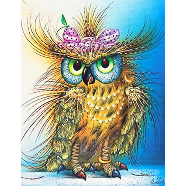 5D DIY Diamantmålning Djuruggla Strassbild Full Rund Diamantbroderi Mosaik Handgjord heminredningspresent