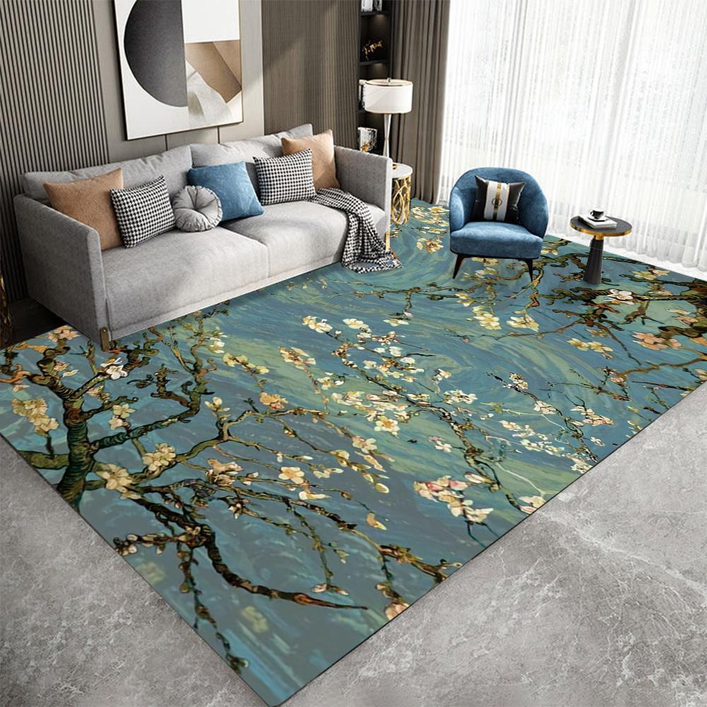V-Vincent Van Gogh Impressionist Art Floor Carpet Kids Room Bedroom Home Decoration Balcony Anti-Slip Doormat Living Room Hotel