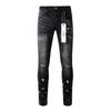 Mens Slim Fit Jeans Punk Style Distressed Printed Denim Pants Teens Casual Wear