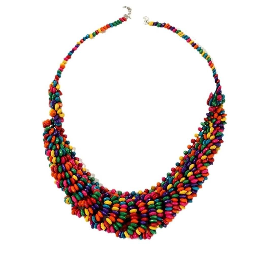 Hand Woven Bohemian Necklace Wooden Neck Chain New Statement Necklace For Women