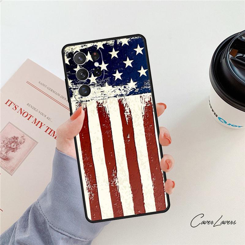 USA American Flag Phone Case For Samsung Galaxy S24 S25 S23 S22 Ultra Note 10 20 Plus S20 S21 FE Cover