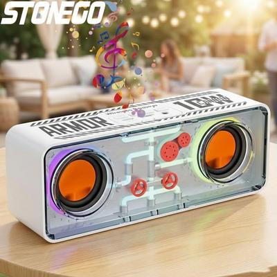 Transparent Mecha Wireless Bluetooth Speaker Home Computer E Sports Colorful Light Steel Cannon Bass Diaphragm