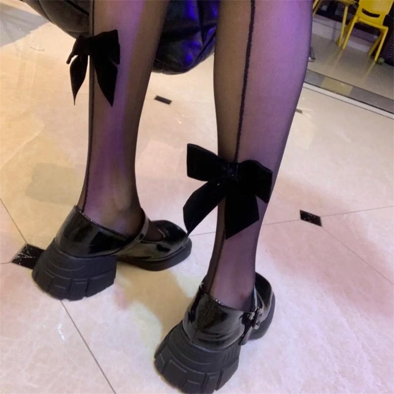 Summer Thin Sheer Bowknot Stockings for Women Sexy Shrimp Stockings Pantyhose 5D Control Top Pantyhose Tights
