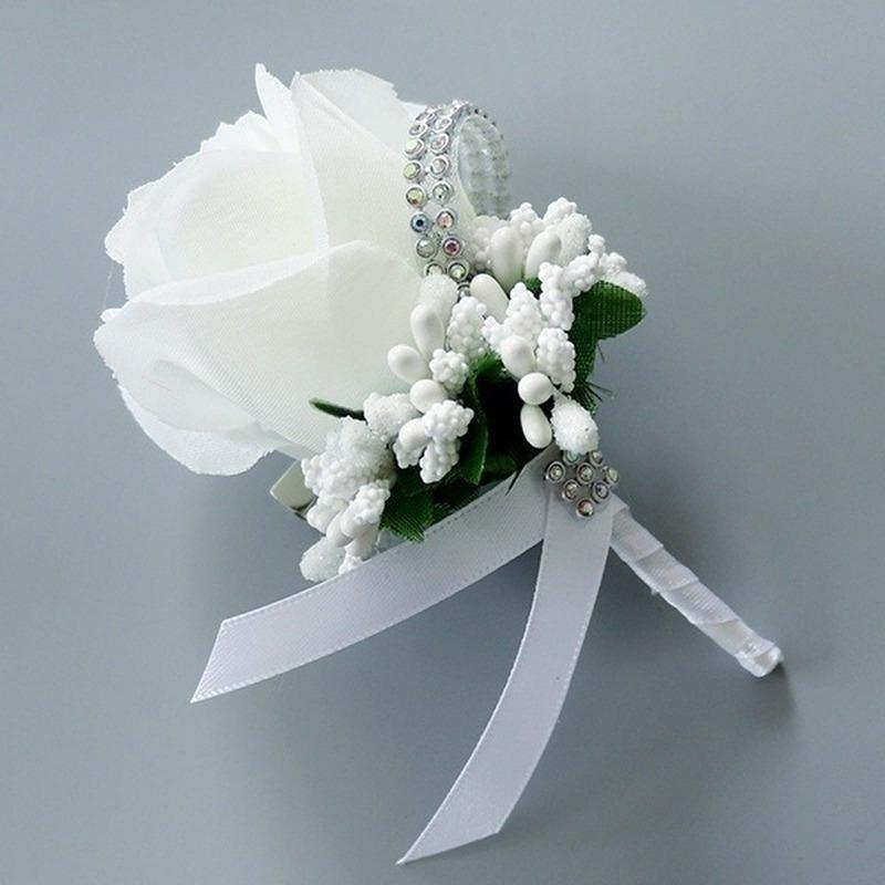 Bräutigam Herren Corsage Simulation Seide Rose Pin Brosche Hochzeit Anzug Blume Zubehör