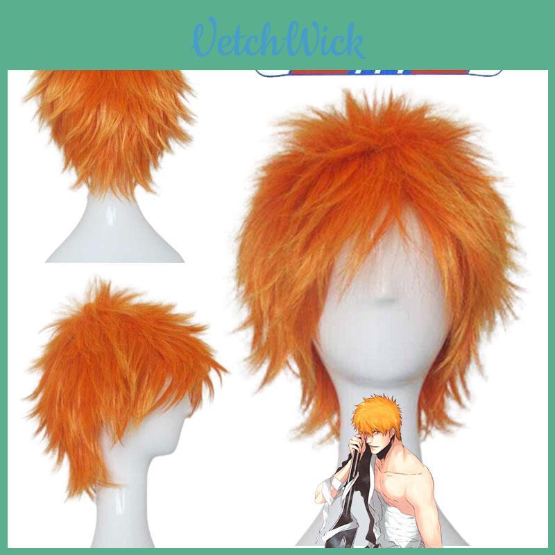 Bright Bleach Kurosaki Ichigo Wig Cosplay Hairpiece Adult Party Prop