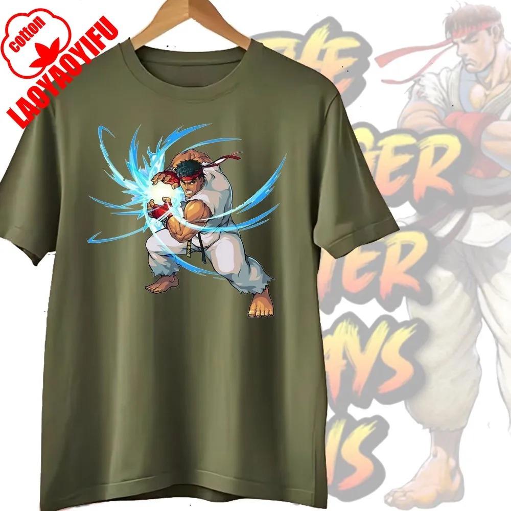 Street Fighter Chun-Li Ryu Bedruckte Y2K Neue Paar Baumwoll-T-Shirts Männer Frauen Streetwear Lässig Harajuku Retro Unisex T-Shirt Top