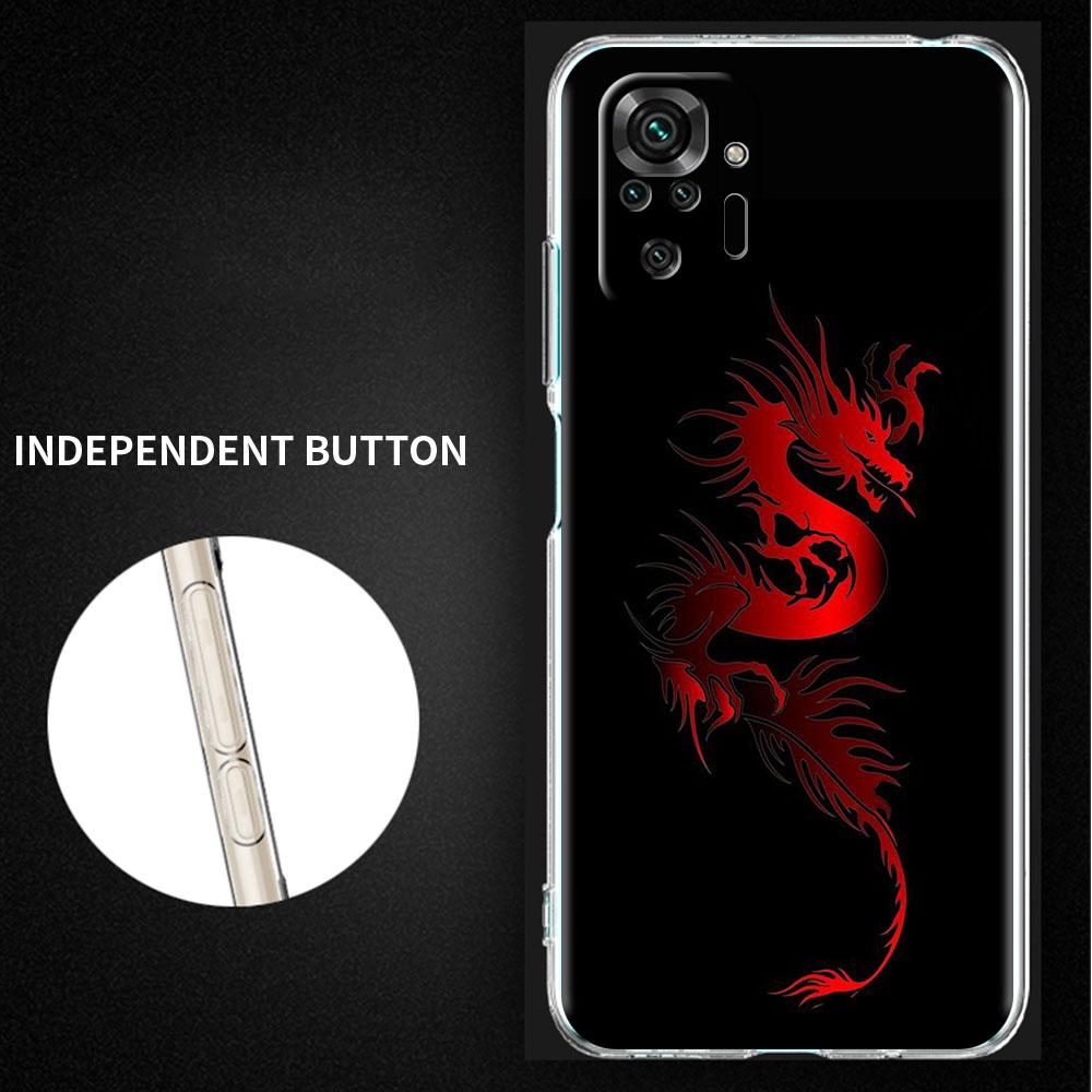 Clear Case For Xiaomi Redmi Note 11 Pro 10 9 9S 8 8T 7 9A 9C 9T 10 10C K40 Transparent Soft Phone Cover Dragon Animal
