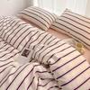 Simple Style Duvet Cover Red And Blue Stripe Bedding Set Flat Sheet Set 100% Washed Cotton Room Bedding for Kids Adult