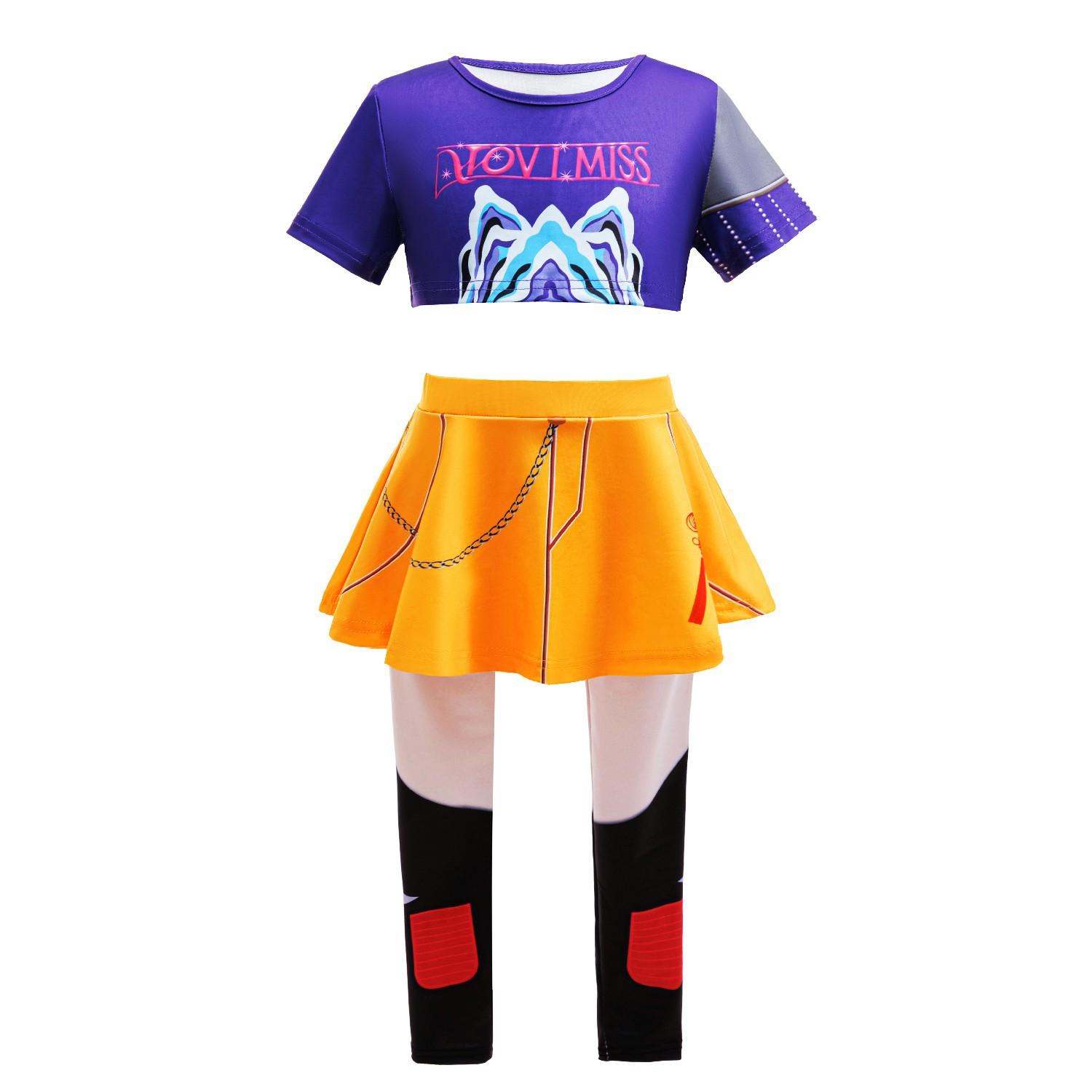 

Girls Pop Hunters Mira Top Pants Skirt Full Set Costumes Kids Carnival Party School Halloween Event Role Play Dress Up Outfit 160cm темно-синього кольору