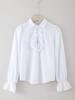 Boys Renaissance Shirt Long Sleeve Turndown Collar Ruffle Lace Cuffs Button Front Solid Color Costume Shirt