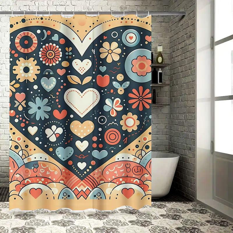 Colorful Heart Pattern Shower Curtain | Vibrant and Fun Bathroom Deco